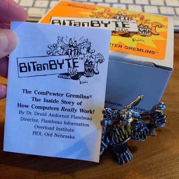 Vintage 1989 Hudson Pewter "Compewter Gremlin" figure - BITanBYTE - Picture 3 of 11
